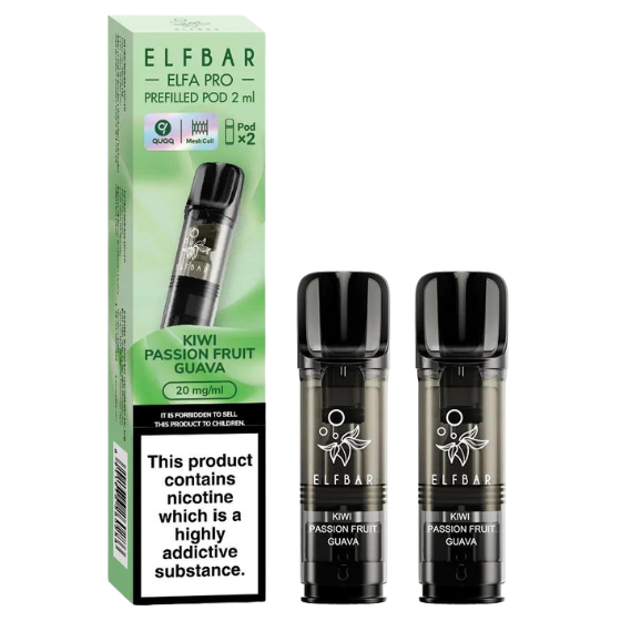 ELFBAR ~ Elfa Pro - 2 x 2ml Pods (20mg) ~ Kiwi Passionfruit Guava