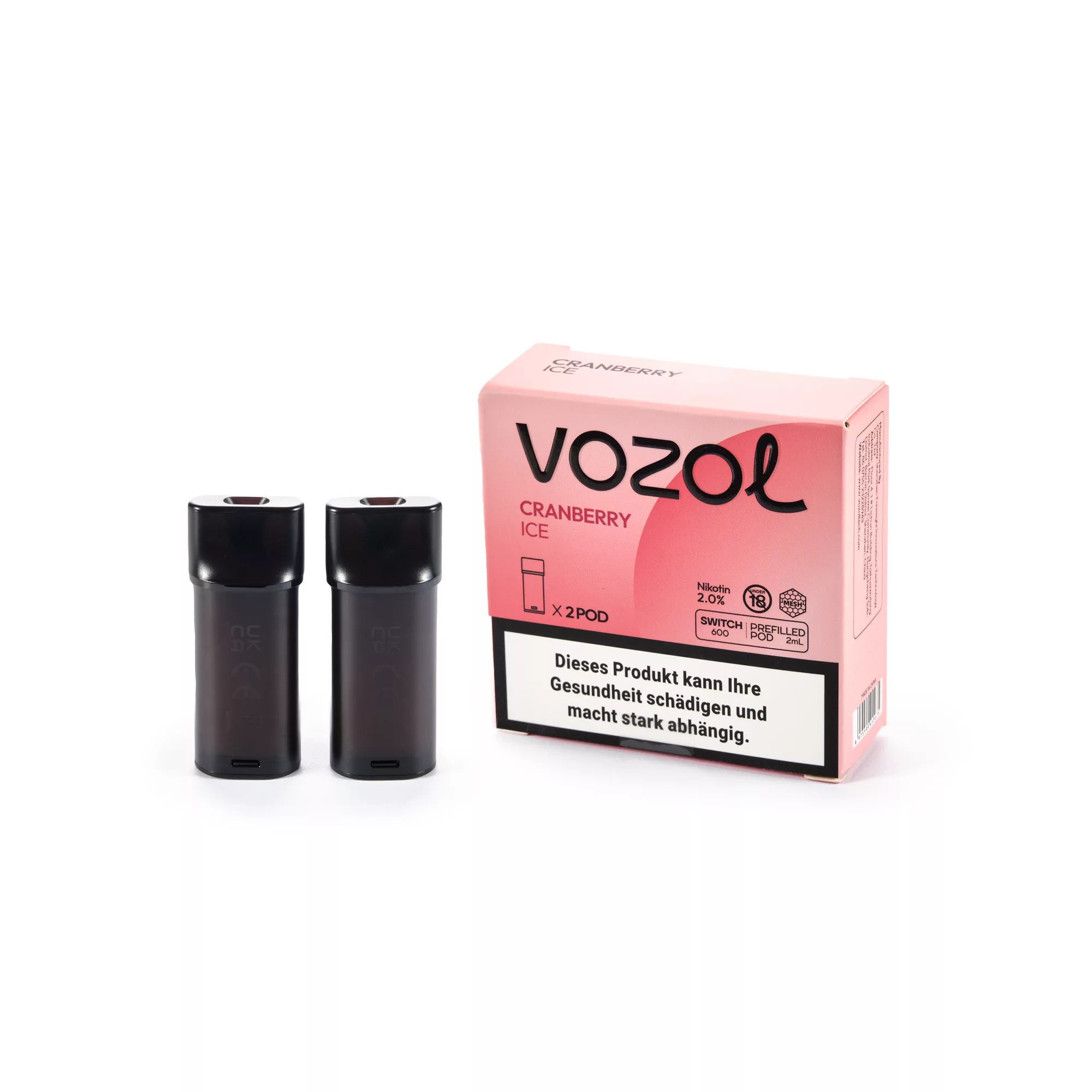 VOZOL ~ Switch 600 Pod ~ 2 x Cranberry ICE