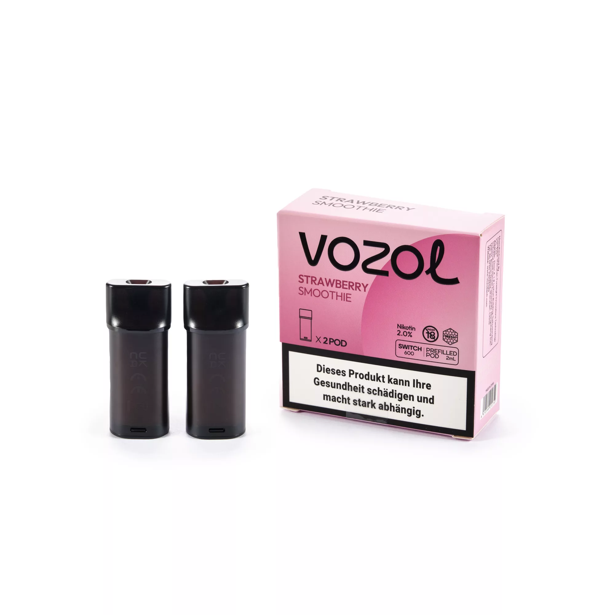 VOZOL ~ Switch 600 Pod ~ 2 x Strawberry Smoothie