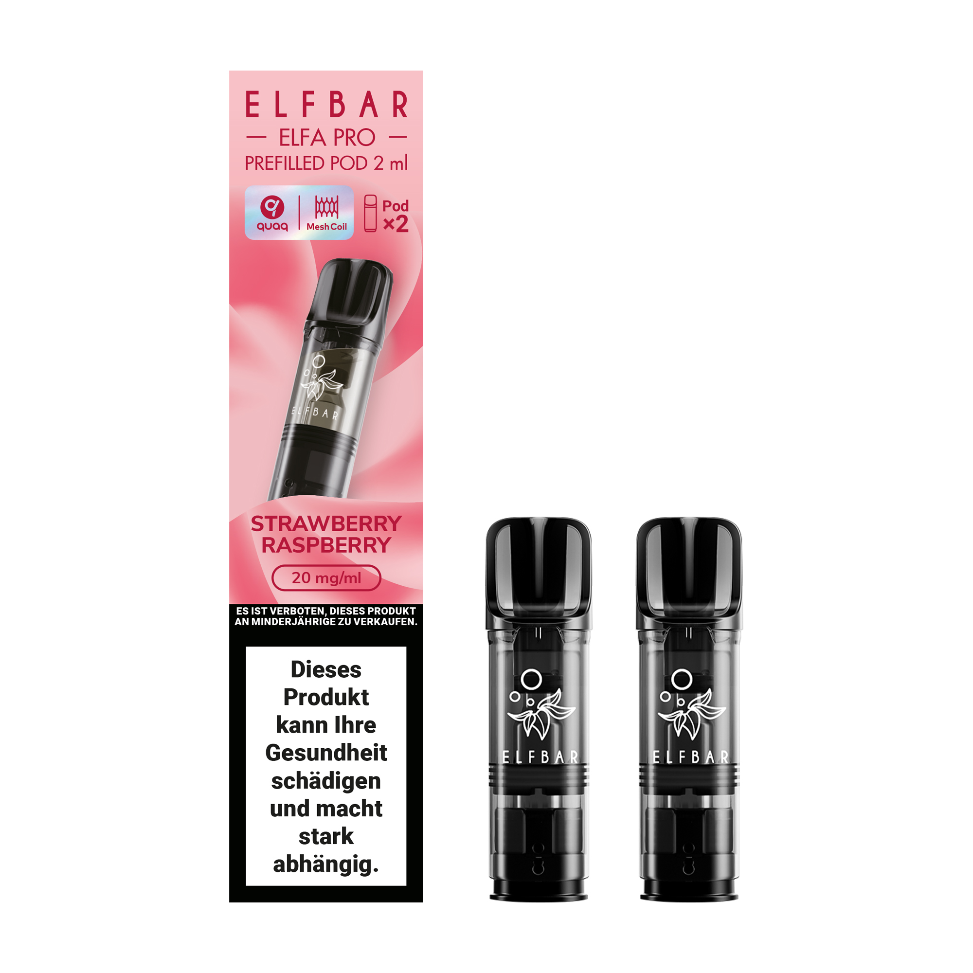 ELFBAR ~ Elfa Pro - 2 x 2ml Pods (20mg) ~ Strawberry Raspberry