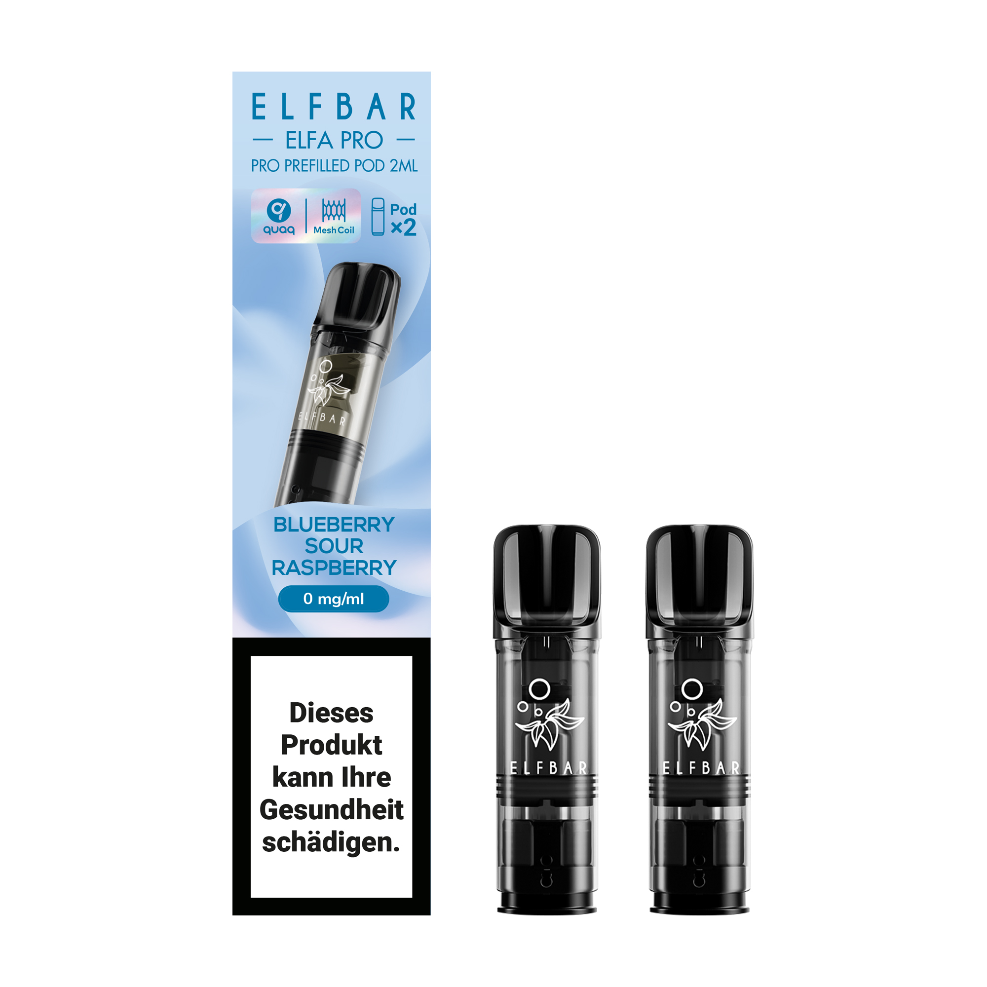 ELFBAR ~ Elfa Pro - 2 x 2ml Pods (0mg) ~ Blueberry Sour Raspberry