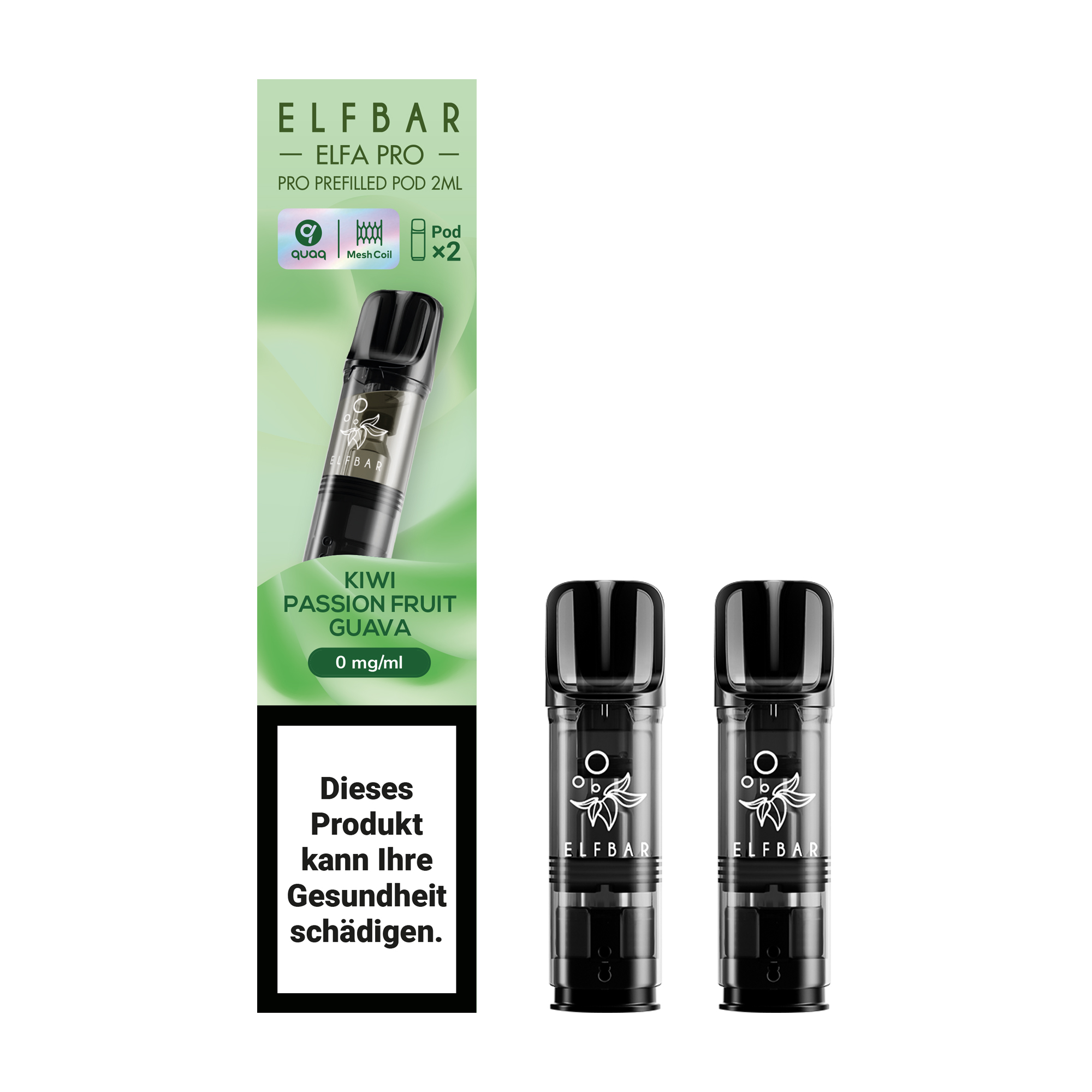 ELFBAR ~ Elfa Pro - 2 x 2ml Pods (0mg) ~ Kiwi Passionfruit Guava