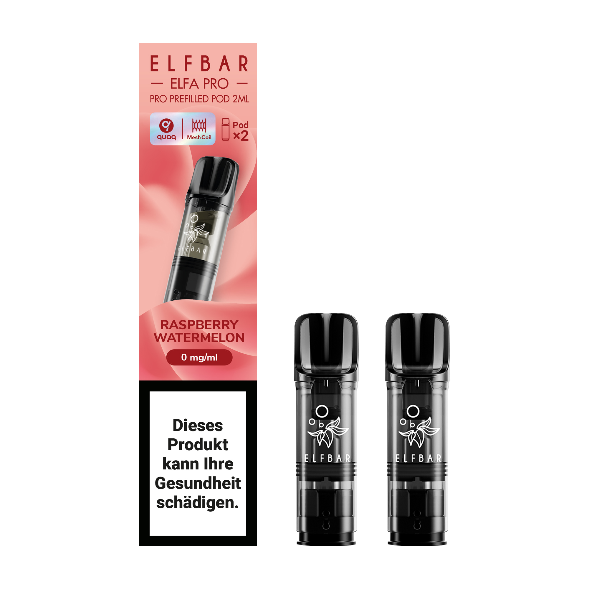 ELFBAR ~ Elfa Pro - 2 x 2ml Pods (0mg) ~ Raspberry Watermelon