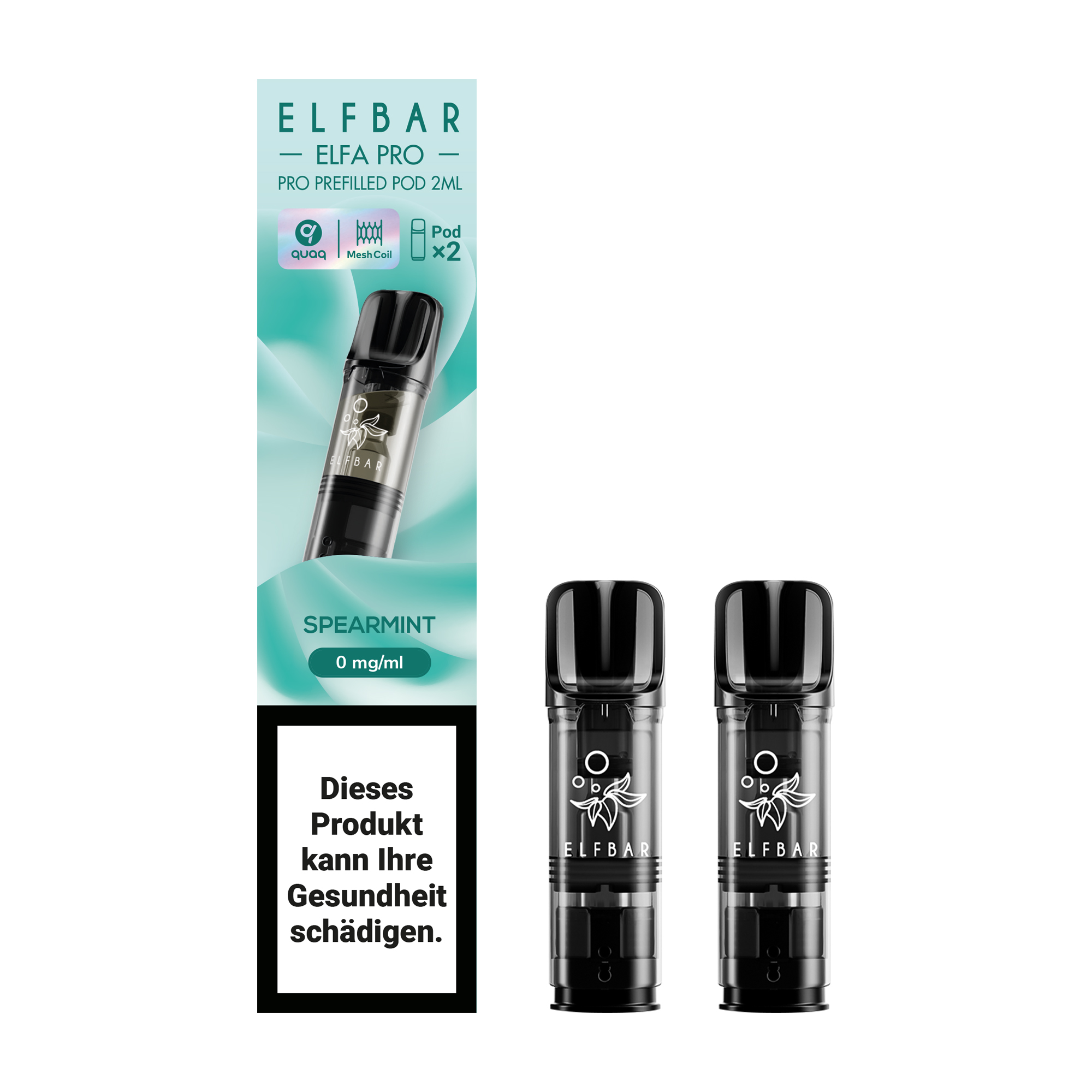 ELFBAR ~ Elfa Pro - 2 x 2ml Pods (0mg) ~ Spearmint