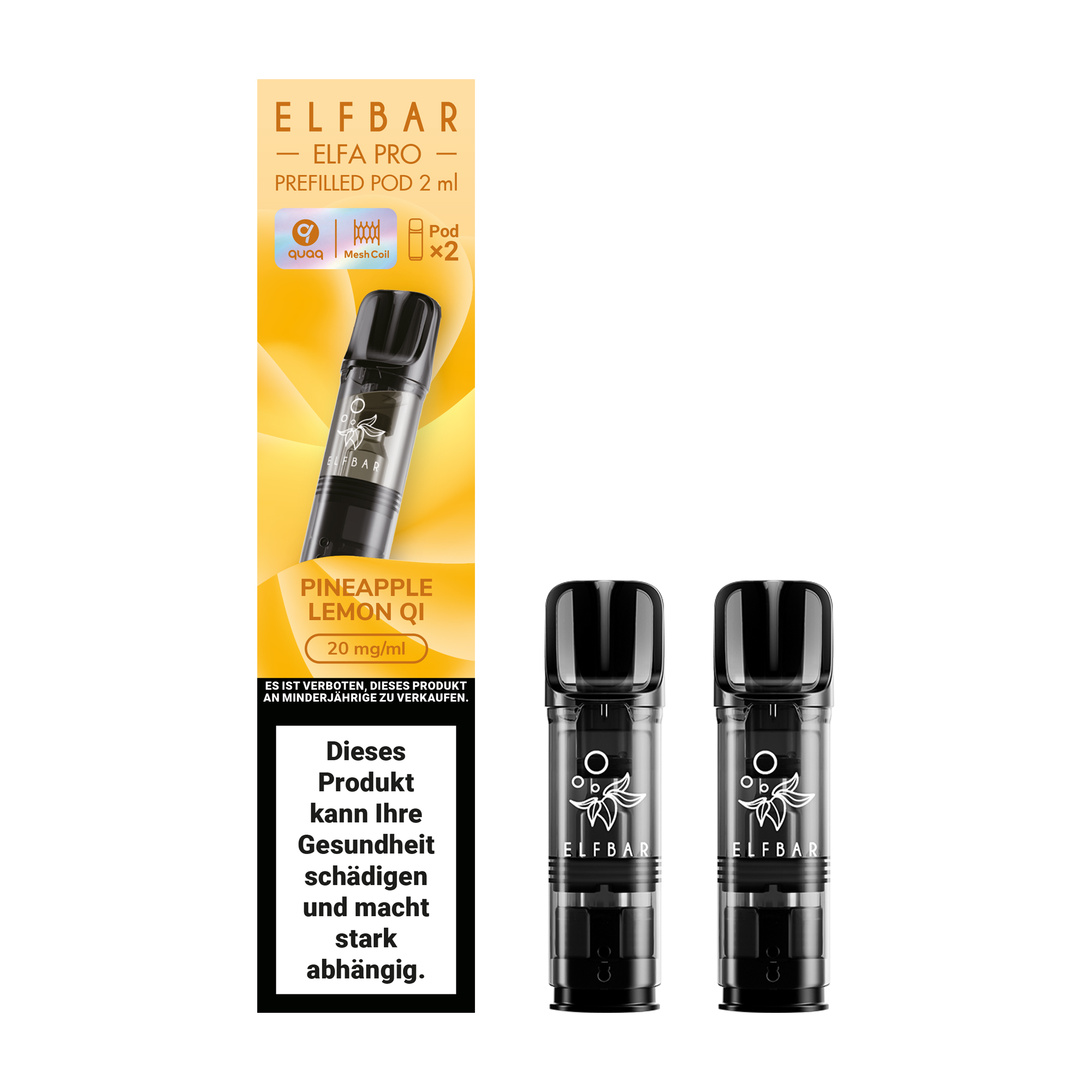 ELFBAR ~ Elfa Pro - 2 x 2ml Pods (20mg) ~ Pineapple Lemon QI