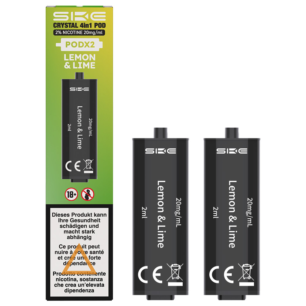 SKE Crystal ~ 4 in 1 ~ 2x2ml Pods (20mg) ~ Lemon Lime Ice