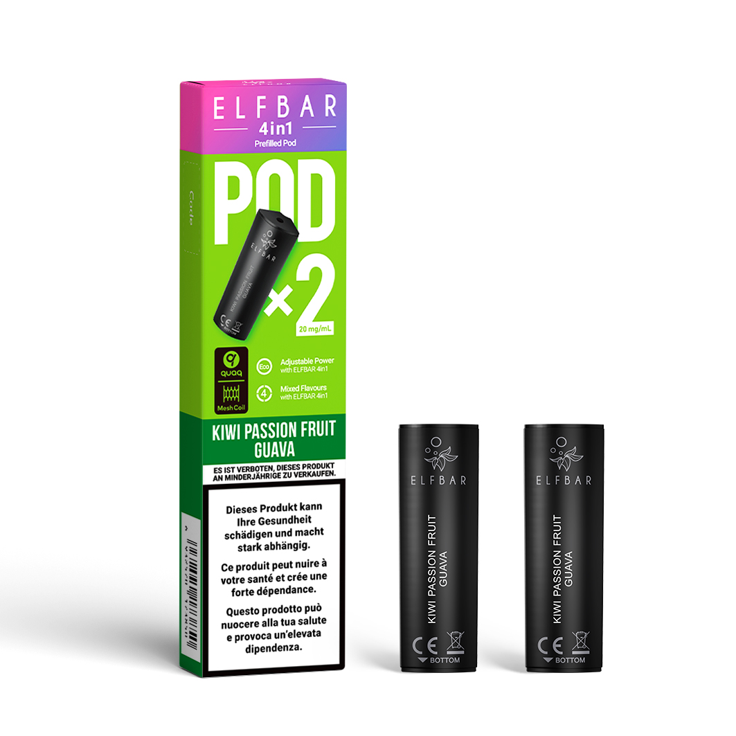 ELFBAR ~ 4 in 1 ~ 2x2ml Pods (20mg) ~ Kiwi Passionfruit Guava