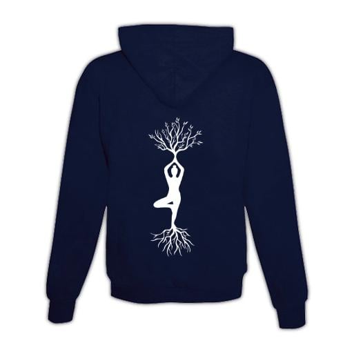 JoyLine Hoodie mit Zipper Yoga Baum Unisex - Dunkelblau
