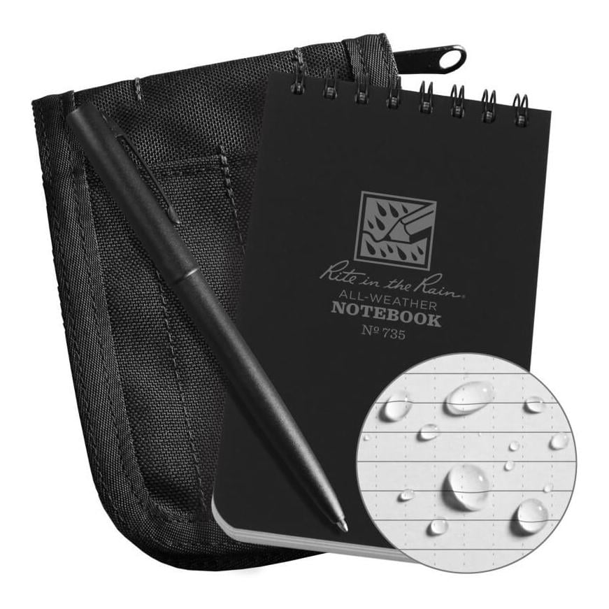 Rite in the Rain 3 X 5 Allwetter Notizbuch Kit - Schwarz