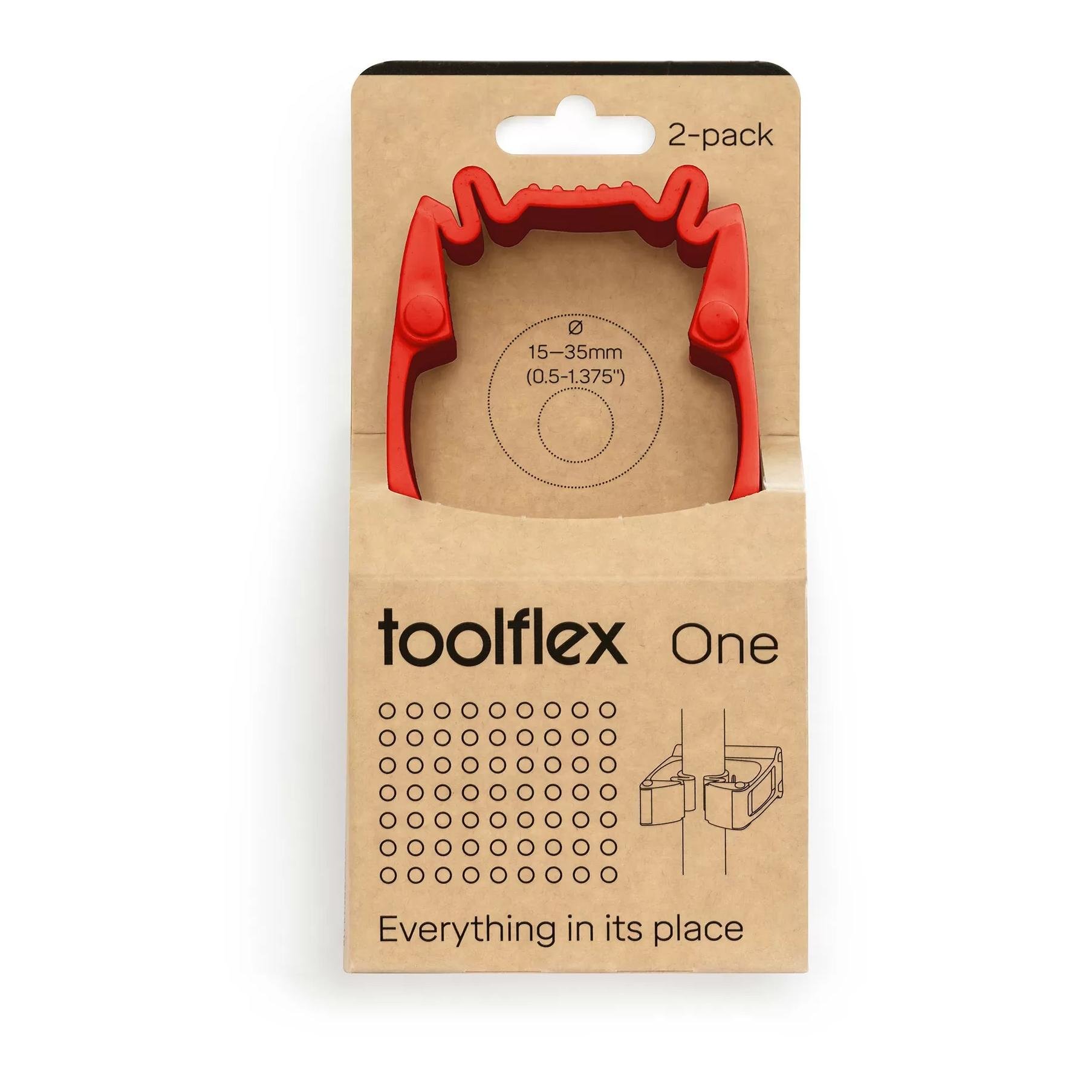 Toolflex One Halter mit Wandadapter - 2 Stück - Rot -