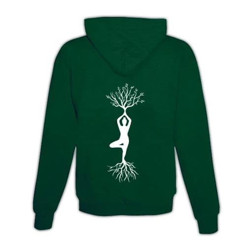 JoyLine Hoodie mit Zipper Yoga Baum Unisex - Grün