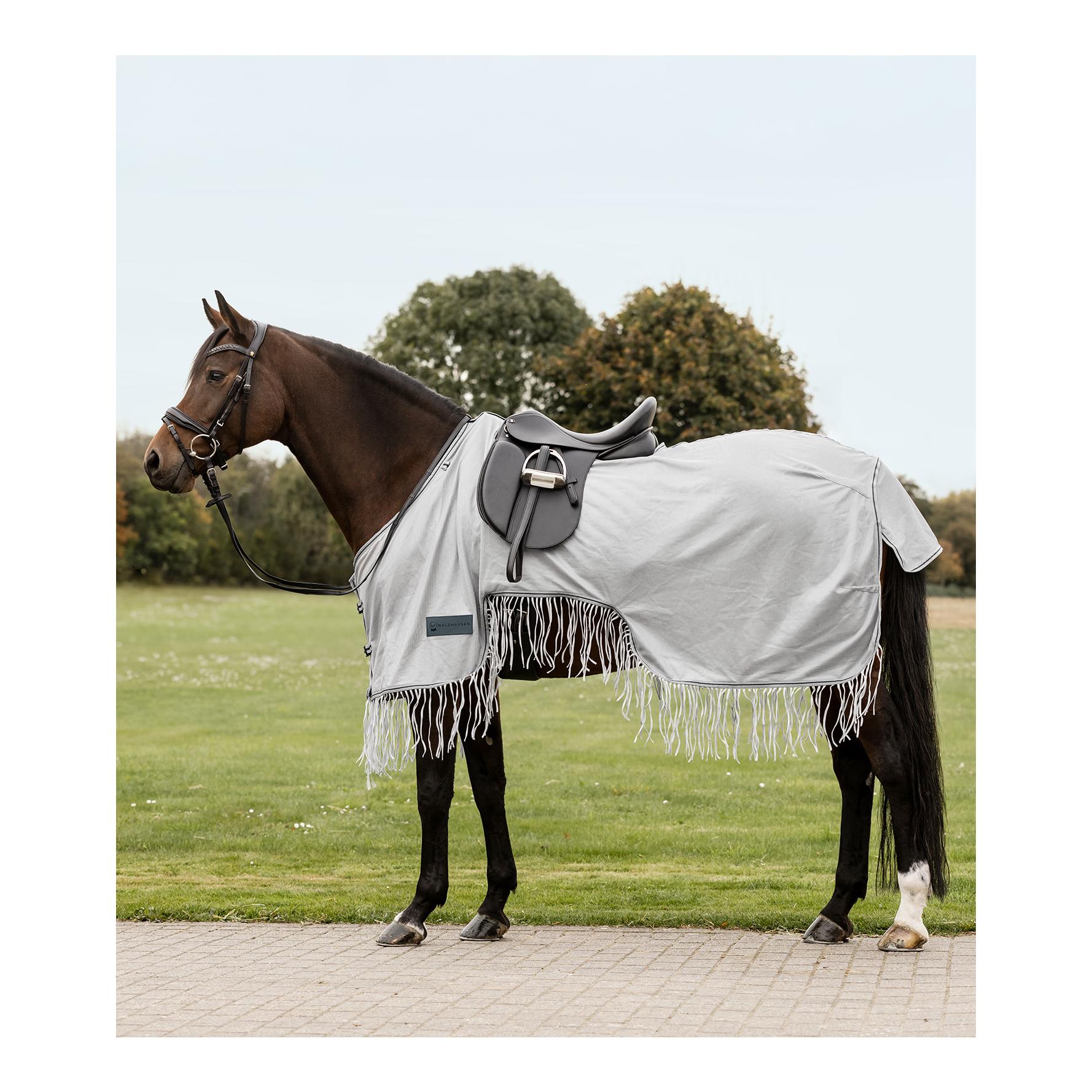 Waldhausen Fliegenausreitdecke Protect mit Fransen - Silbergrau / Grau -