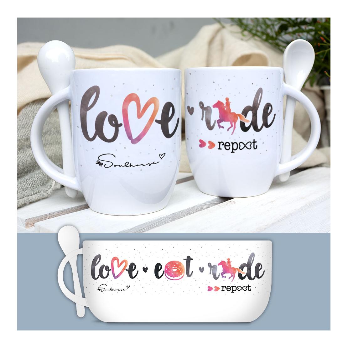 Soulhorse Love-Eat-Ride-Repeat Tasse - Weiss -