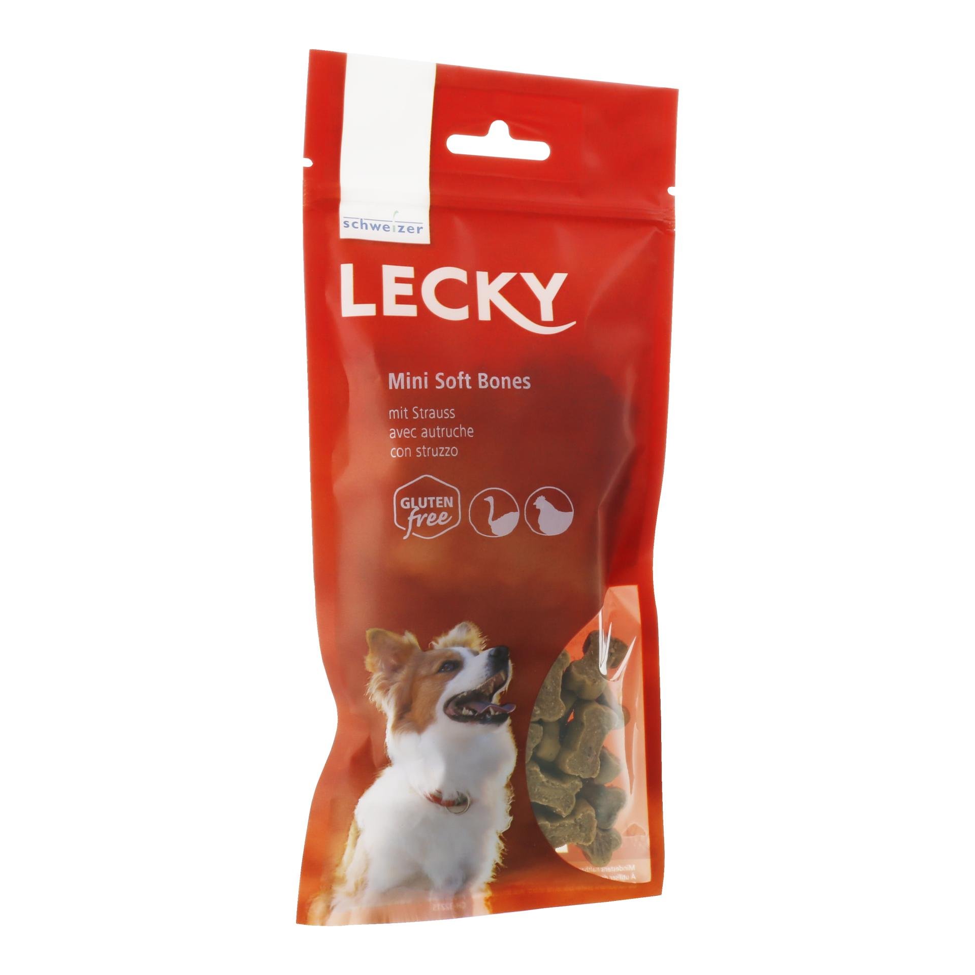 LECKY Mini Soft Bones mit Strauss - Natur - - myluckydog