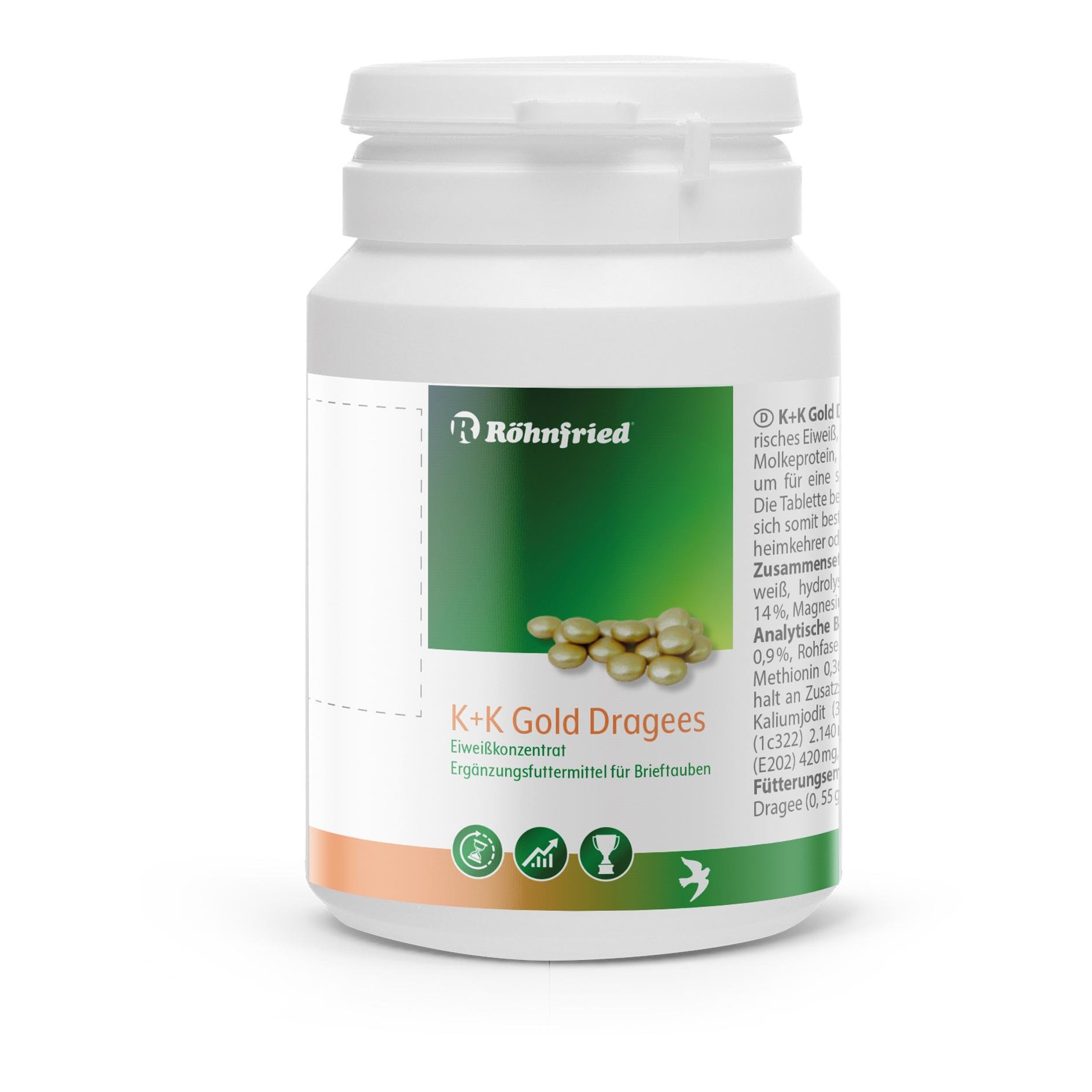 Röhnfried K+K Gold Dragees - Eiweisstabletten auf Fischproteinbasis zur Regenerationsbeschleunigung - Grün -