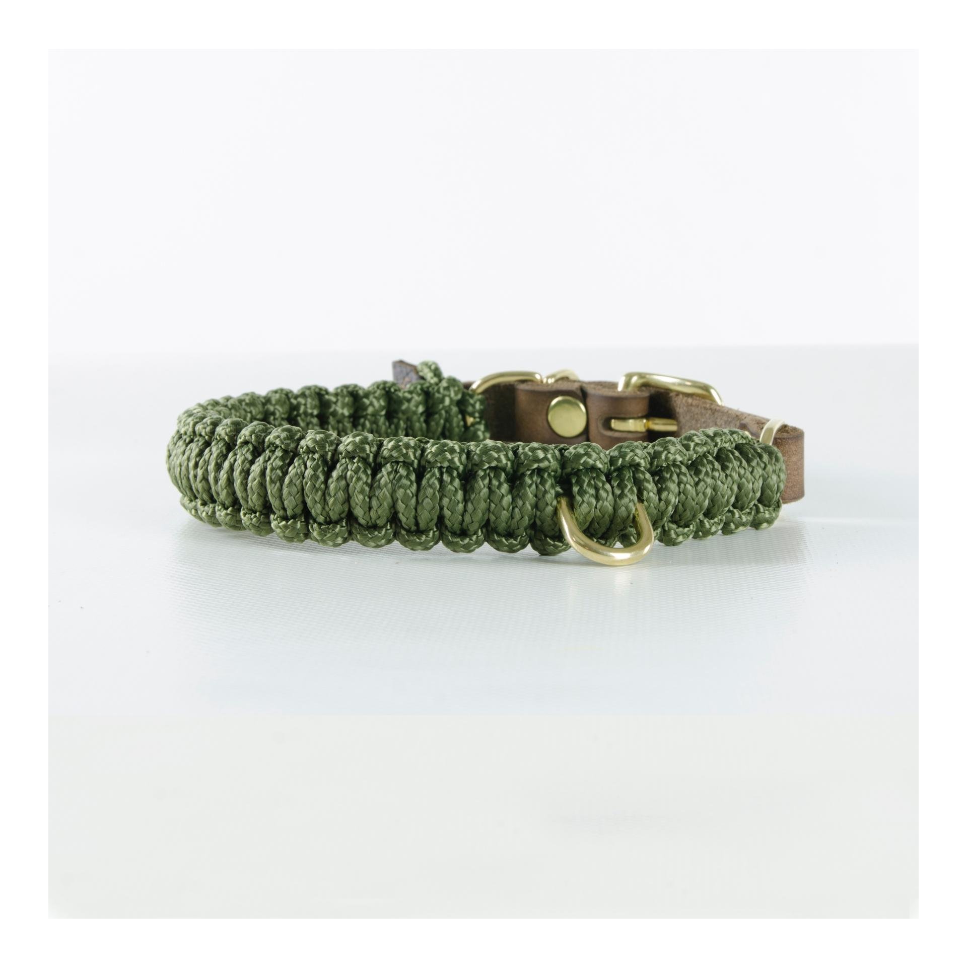 Molly and Stitch Touch of Leather Halsband Fettleder & Segeltau - olive