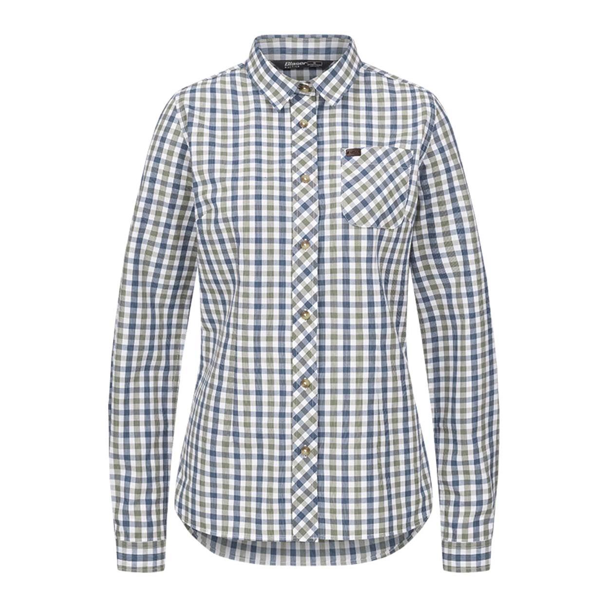 Blaser Damen Bluse Juna - Oliv/Blau Kariert -