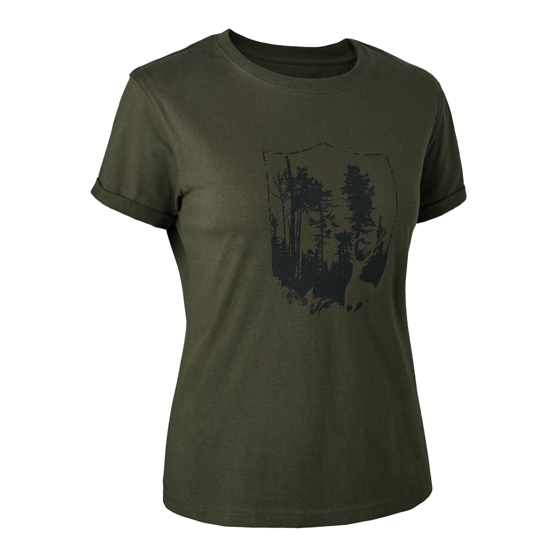 Damen T-Shirt mit Deerhunter shield - Bark Green