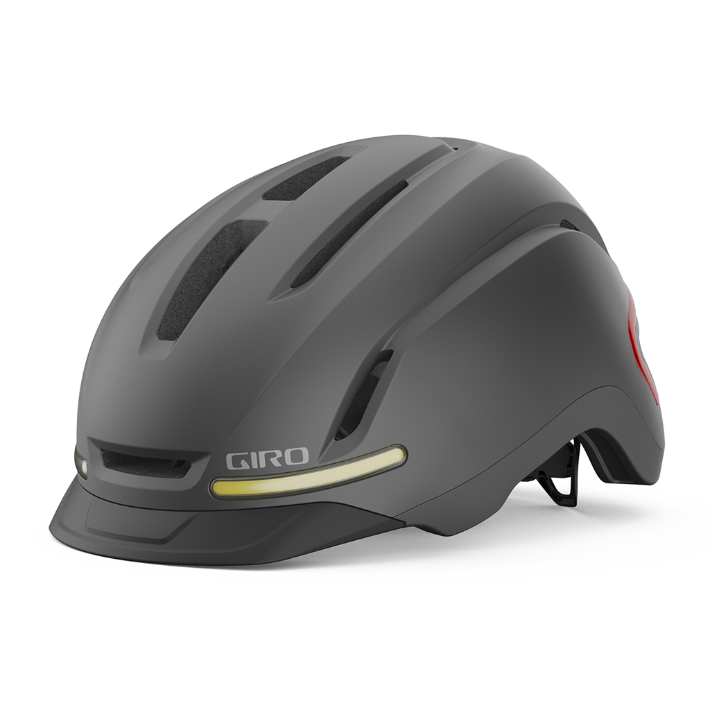 Giro Ethos LED MIPS Stadt- und E-Bike Helm, Farbe: matte graphite, Grösse: L, Konstruktion: In-Mold-Polycarbonat / EPS-LinerIntegrierte LED Front- und Rücklichter mit BlinkerfunktionAufladbar über USB-C SchnittstelleBluetooth Fernbedienung am LenkerGe