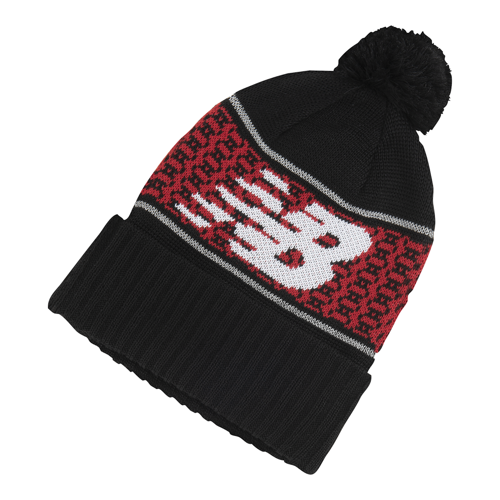 New Balance Flying NB Pom Beanie  unisex, schwarz, Grösse: one size