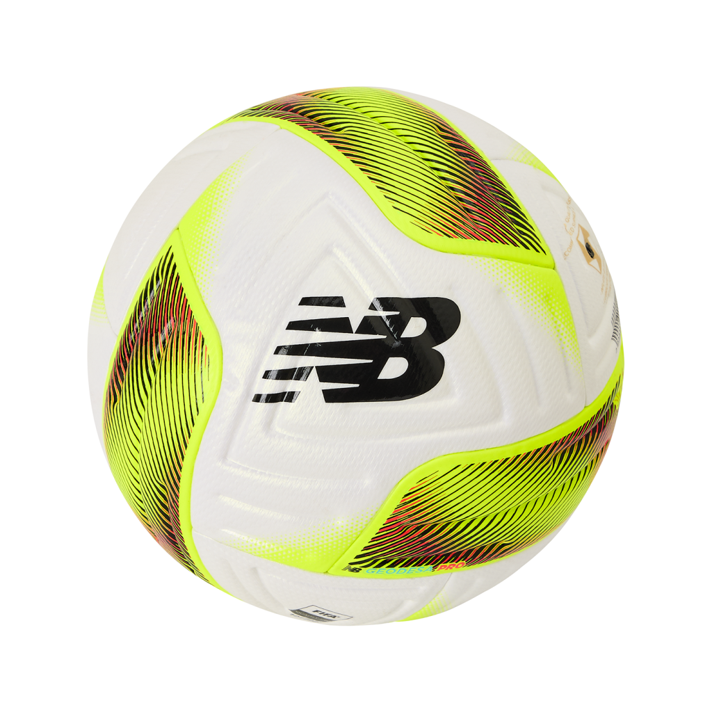 New Balance Geodesa Pro Football - FIFA Quality Pro - Size 5 unisex white/energyred/hi-lite/black, Grösse one size