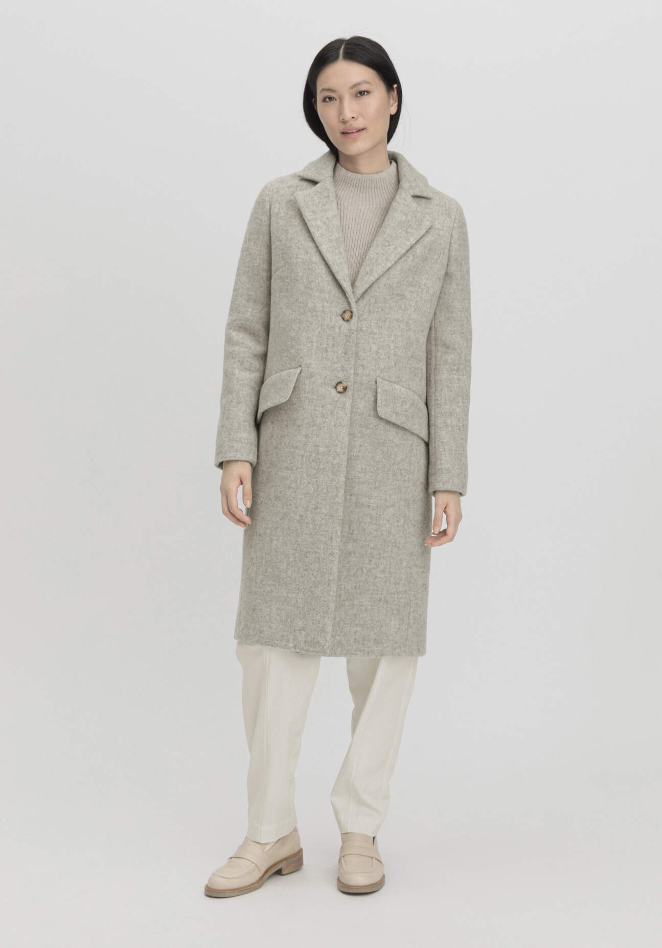 hessnatur Damen Mantel Relaxed aus Deichschafwolle - grau Grösse38