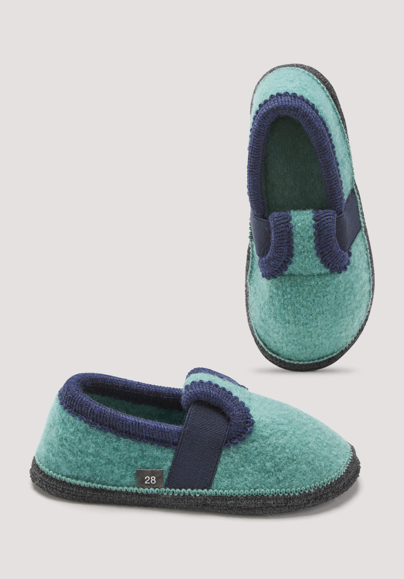 hessnatur Kinderschuhe Hausschuhe aus Schurwolle - blau Grösse27