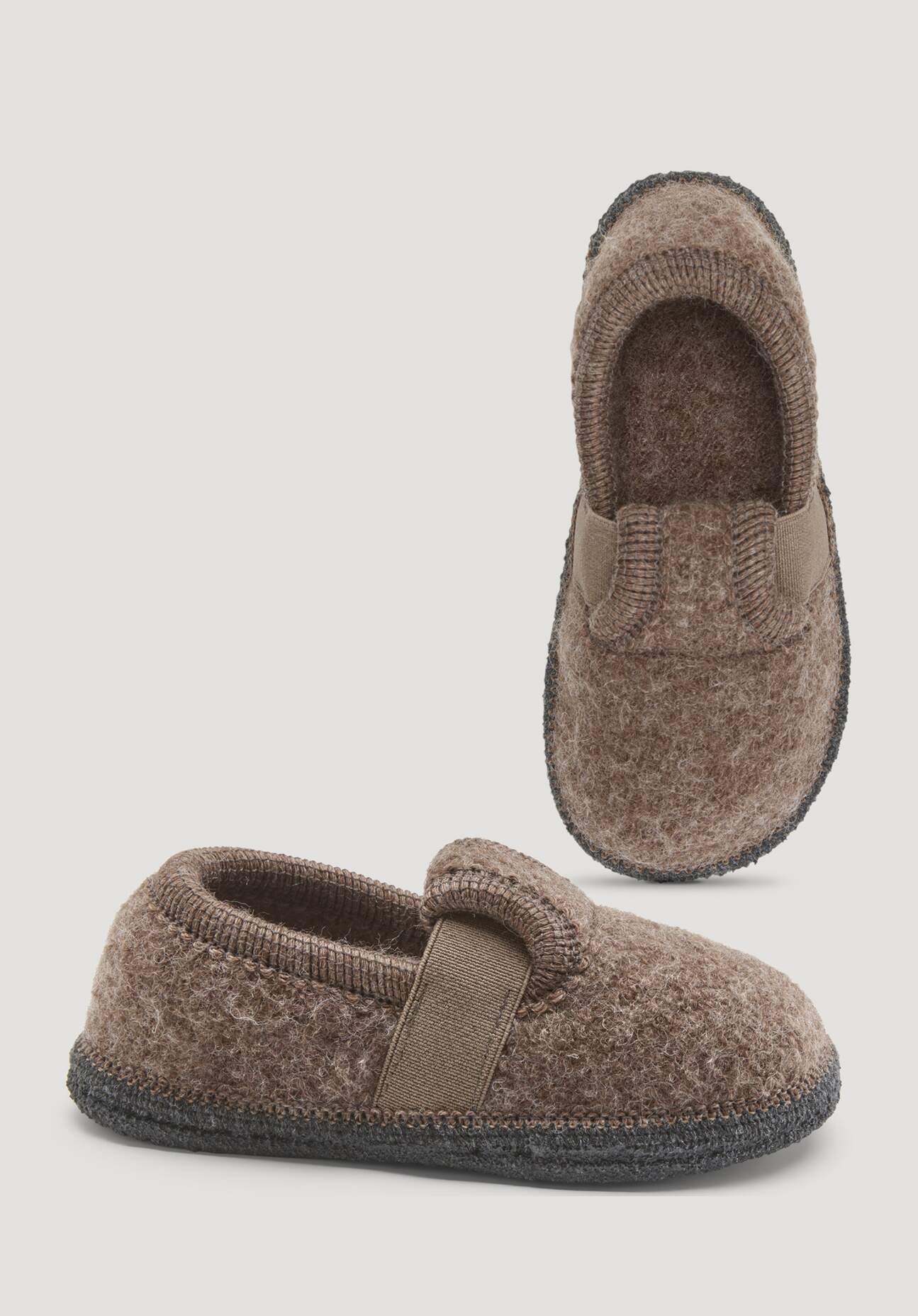 hessnatur Kinderschuhe Hausschuhe aus Schurwolle - braun Grösse34