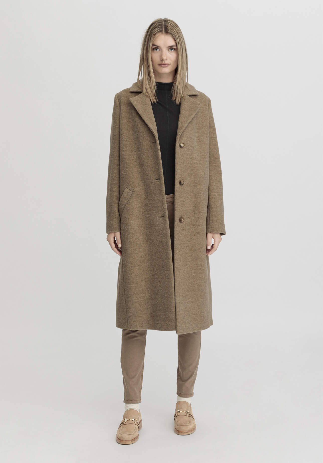 hessnatur Damen Mantel Regular aus Bio-Merinowolle - braun Grösse40