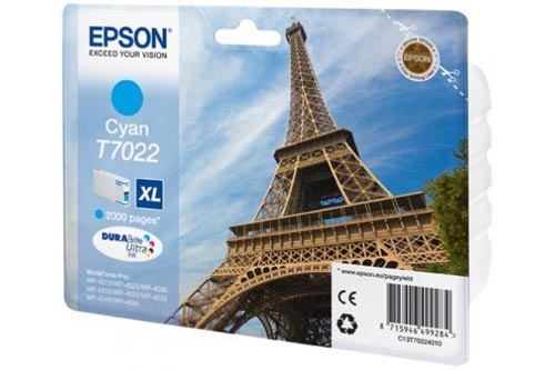 Epson E70 Druckerpatronen XL cy - Epson T7022 c, C13T70224010 für z.B. Epson WorkForce Pro WP -4015 DN, Epson WorkForce Pro WP -4025 DW