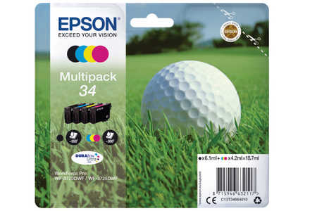 Epson E34 Druckerpatronen bk - Epson T3466, No. 34, C13T34664010 für z.B. Epson WorkForce Pro WF -3700, Epson WorkForce Pro WF -3720 DW