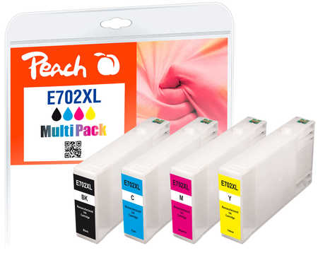 Peach E70 4 Druckerpatronen XL (bk, c/m/y) ersetzt Epson T7025, T7021-T7024 für z.B. Epson WorkForce Pro WP -4015 DN, Epson WorkForce Pro WP -4025 DW