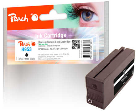 Peach HP 953 bk Druckerpatrone bk ersetzt HP No. 953 bk, L0S58AE für z.B. HP OfficeJet Pro 7720, HP OfficeJet Pro 8710, HP OfficeJet Pro 7740 WF