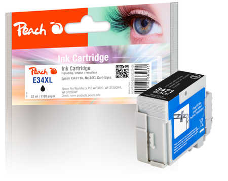 Peach E34 Druckerpatrone XL bk ersetzt Epson T3471, No. 34XL bk, C13T34714010 für z.B. Epson WorkForce Pro WF -3700, Epson WorkForce Pro WF -3720