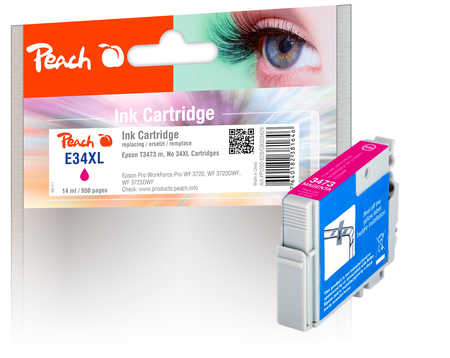Peach E34 Druckerpatrone XL ma ersetzt Epson T3473, No. 34XL m, C13T34734010 für z.B. Epson WorkForce Pro WF -3700, Epson WorkForce Pro WF -3720