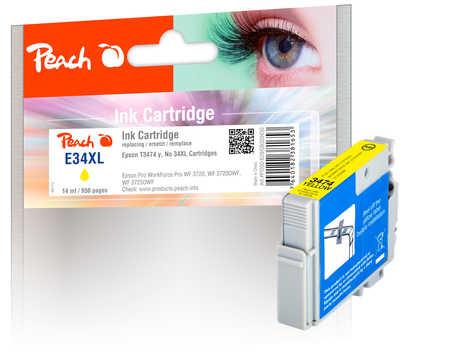 Peach E34 Druckerpatrone XL ye ersetzt Epson T3474, No. 34XL y, C13T34744010 für z.B. Epson WorkForce Pro WF -3700, Epson WorkForce Pro WF -3720
