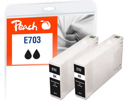 Peach E70 2 Druckerpatronen 2*bk ersetzt Epson T7031 bk*2, C13T70314010*2 für z.B. Epson WorkForce Pro WP -4015 DN, Epson WorkForce Pro WP -4025 DW