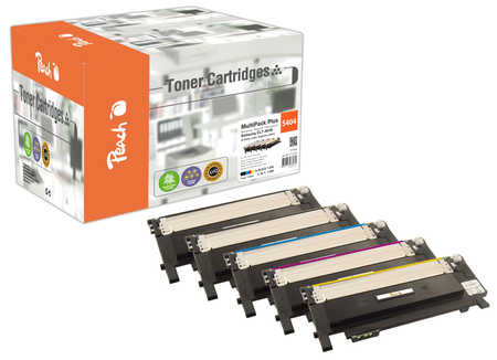 Peach S404 5 Toner (2*bk, c/m/y) ersetzt Samsung CLT-P404C, SU365A für z.B. Samsung Xpress C 480 W, Samsung Xpress C 480, Samsung Xpress C 430
