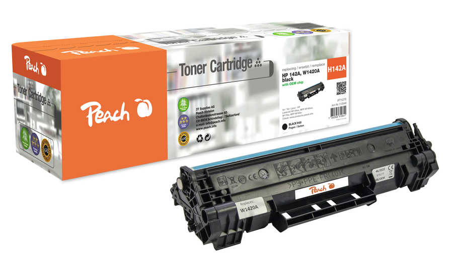 Peach HP 142 A Toner bk ersetzt HP No. 142A, W1420A für z.B. HP LaserJet MFP M 139, HP LaserJet MFP M 140 w, HP LaserJet M 109, HP LaserJet M 109 a