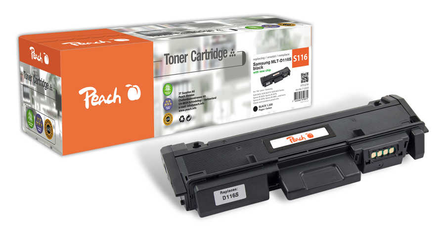 Peach S116 Toner bk ersetzt Samsung MLT-D116S/ELS, SU840A für z.B. Samsung Xpress M 2835 DW, Samsung SLM 2625, Samsung SLM 2625 D