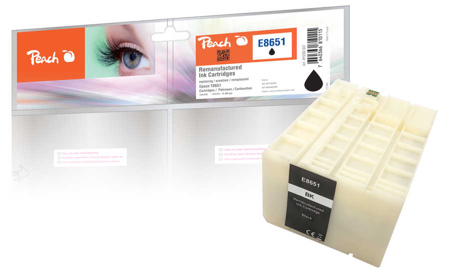 Peach E865/866 XDruckerpatrone XL bk ersetzt Epson T8651 bk, C13T86514010 für z.B. Epson WorkForce Pro WFM 5000, Epson WorkForce Pro WFM 5190 DW
