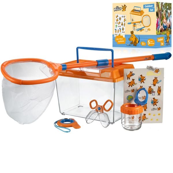 Bresser 11040 - DieMaus Outdoor-Set mit Terrarium, Kescher, Lupe, Lupendose, Sammelwerkzeug, Aufkleber