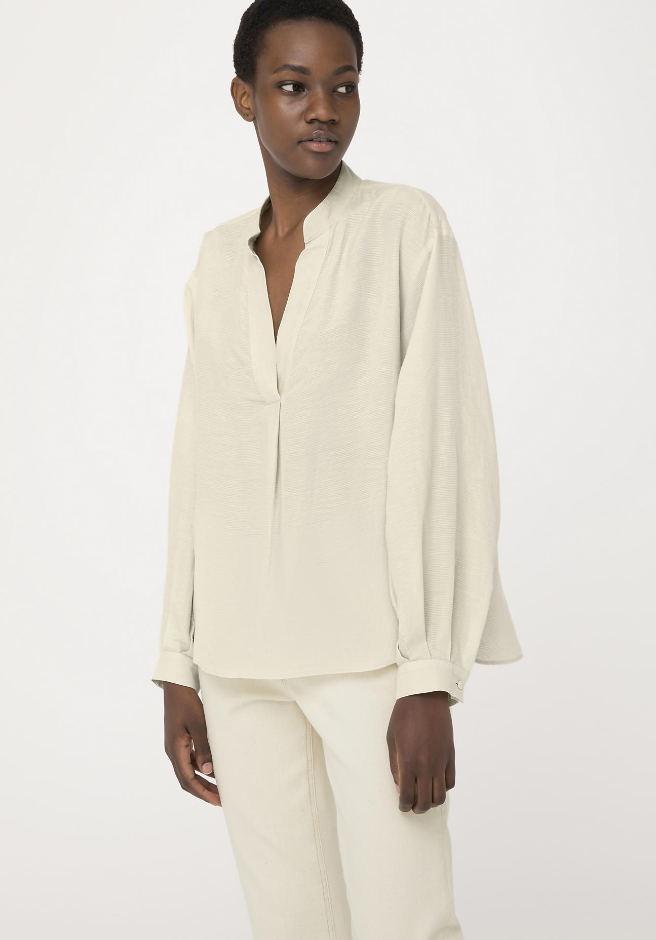 Damen Bluse aus Seide mit Hanf und Bio-Baumwolle - gelb Grösse38