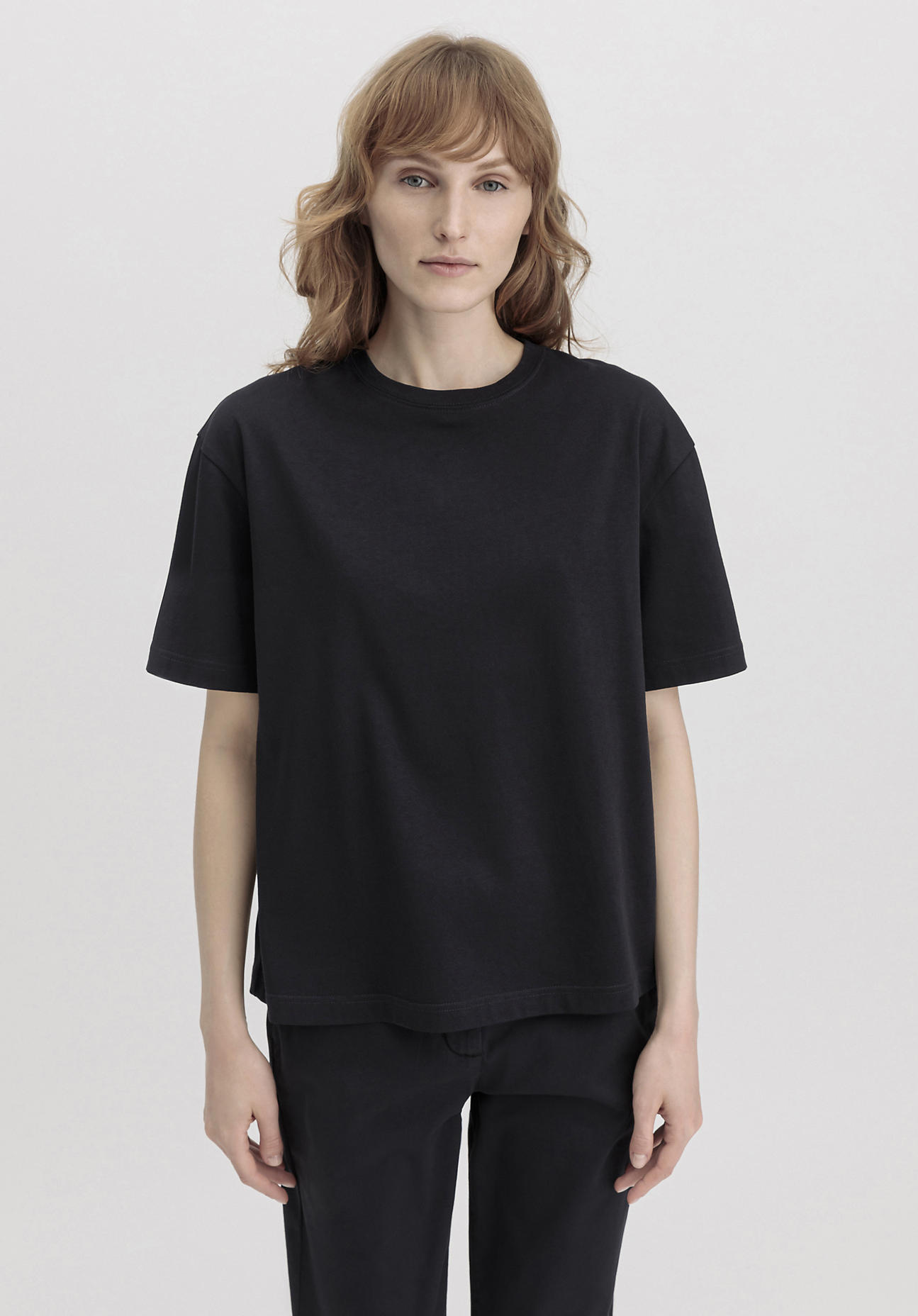 hessnatur Damen Heavy Shirt Oversize aus Bio-Baumwolle - schwarz Grösse40