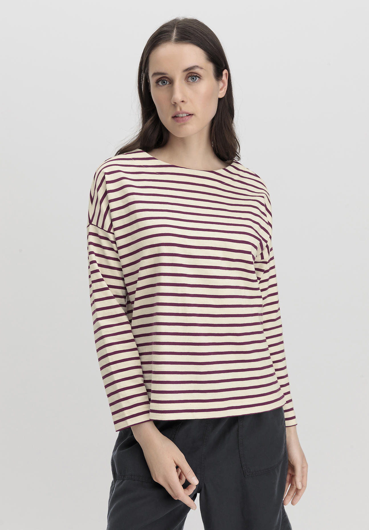 hessnatur Damen Heavy Slub Shirt Oversize aus Bio-Baumwolle - lila Grösse48