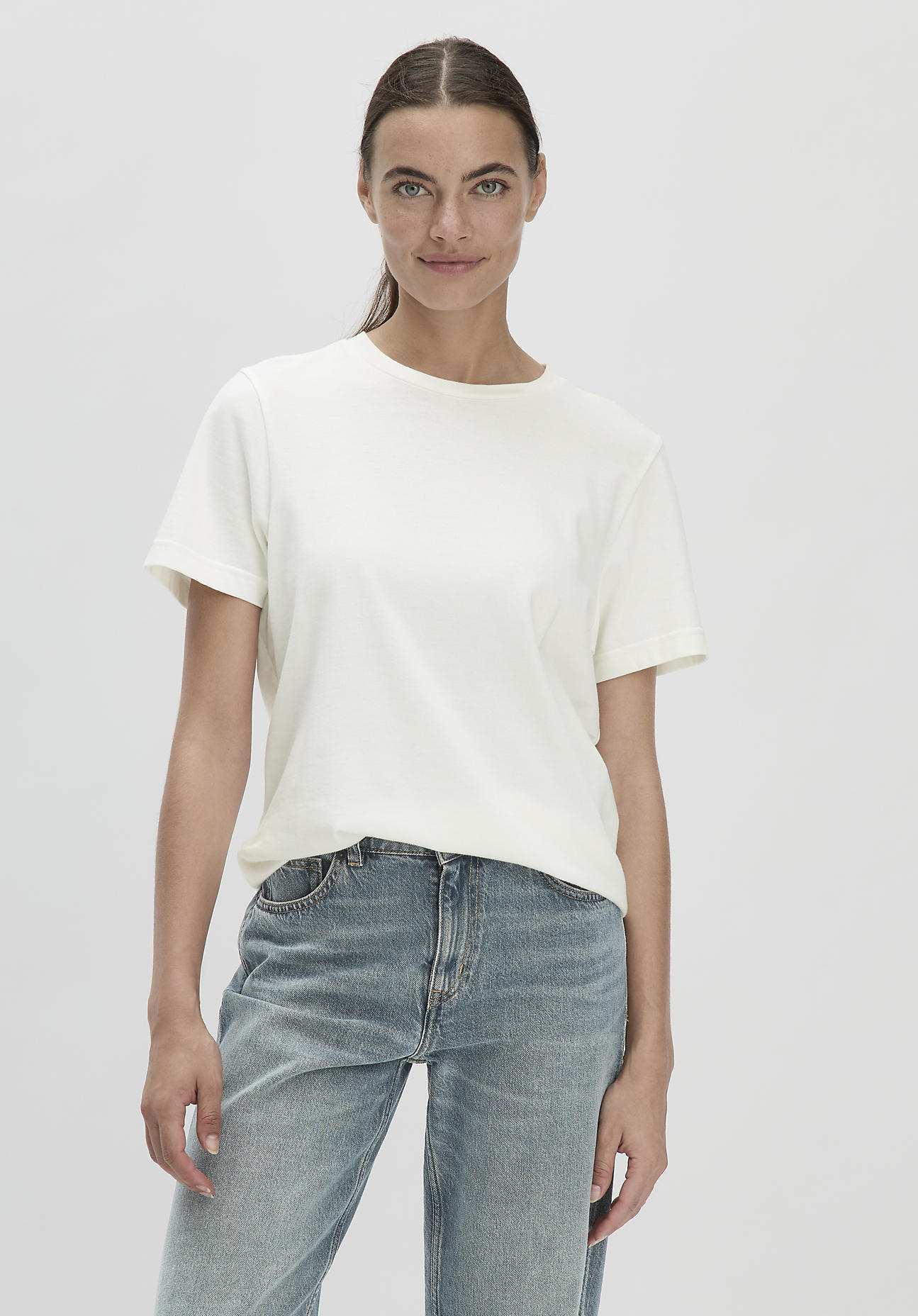 hessnatur Damen Heavy T-Shirt Regular aus Bio-Baumwolle - weiß Grösse40