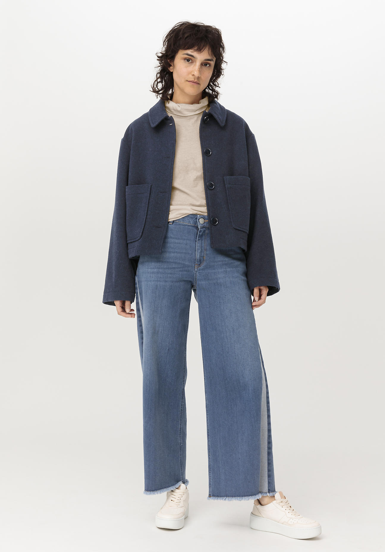 Damen Jeans ALVA Mid Rise Wide Leg aus Bio-Denim - blau Grösse26/30