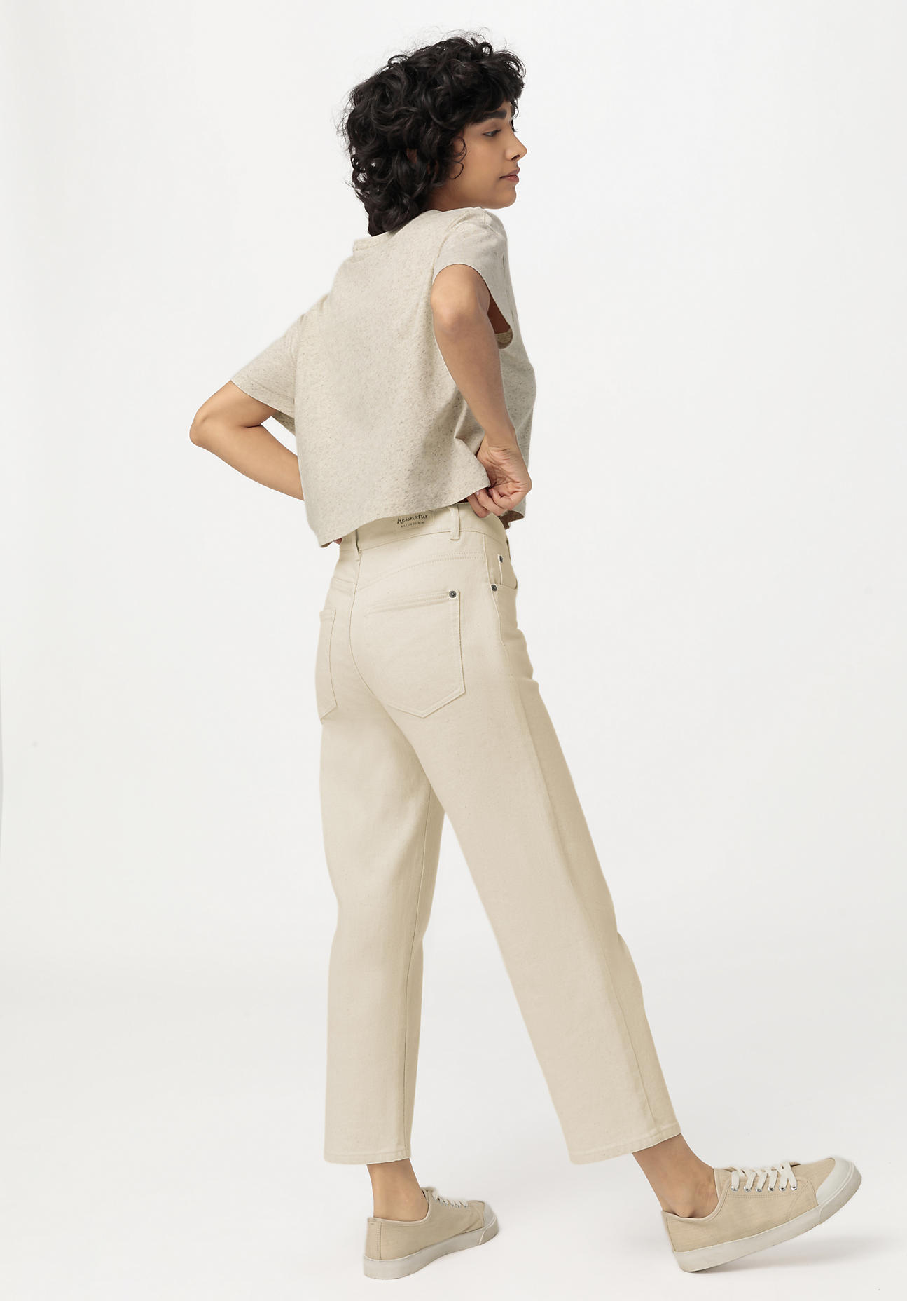 Damen Jeans Barrel Leg aus Bio-Denim mit Hanf - naturfarben Grösse30/29