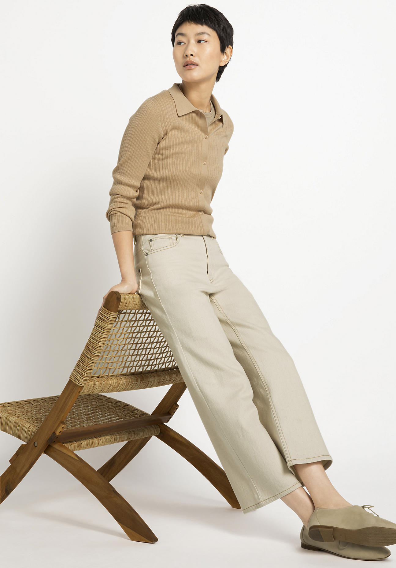 Damen Jeans Culotte aus Bio-Denim mit Hanf - naturfarben Grösse32/29