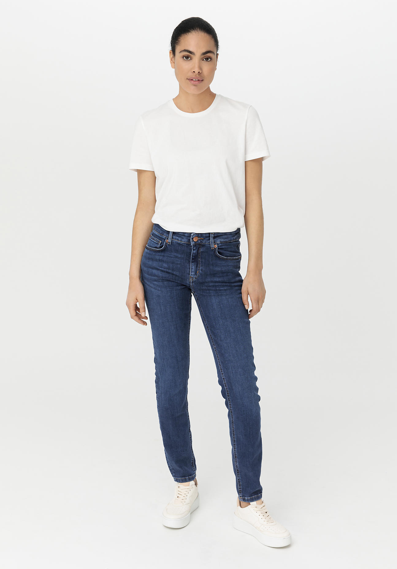 Damen Jeans LINA Mid Rise Skinny aus Bio-Denim - blau Grösse28/34